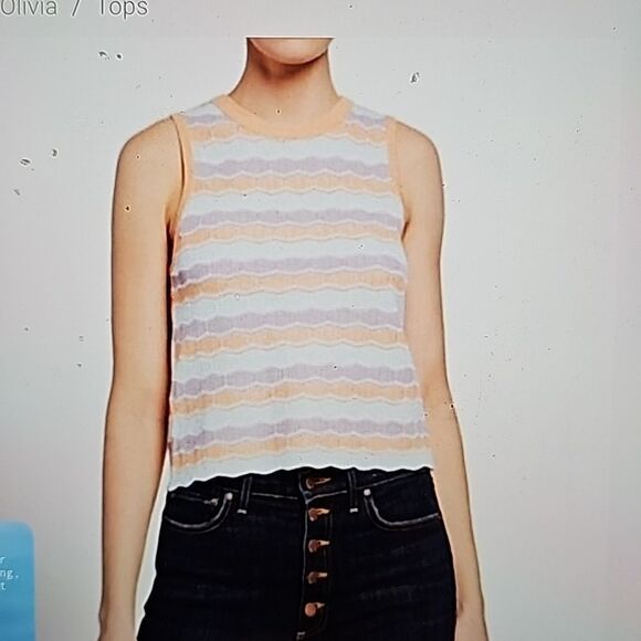 Alice + Olivia Pastel Stripe Antonella Sweater Top size small - Picture 1 of 10